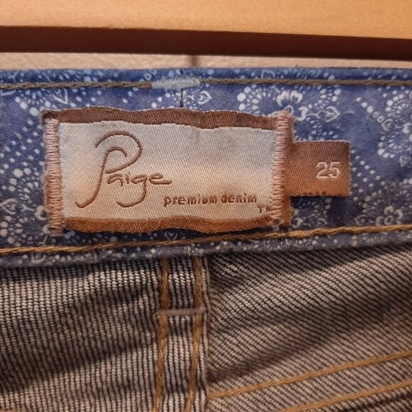 Paige Melrose Jeans Slim Straight Flared Distressed Dark Wash Low Rise Y2K Flaw - Picture 9 of 16